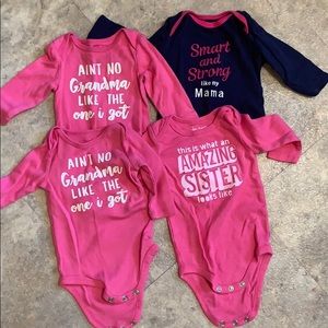Bundle of infant girls onesie long sleeve shirts